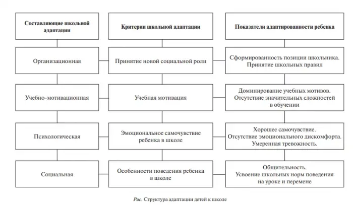 Структура адаптации детей к школе