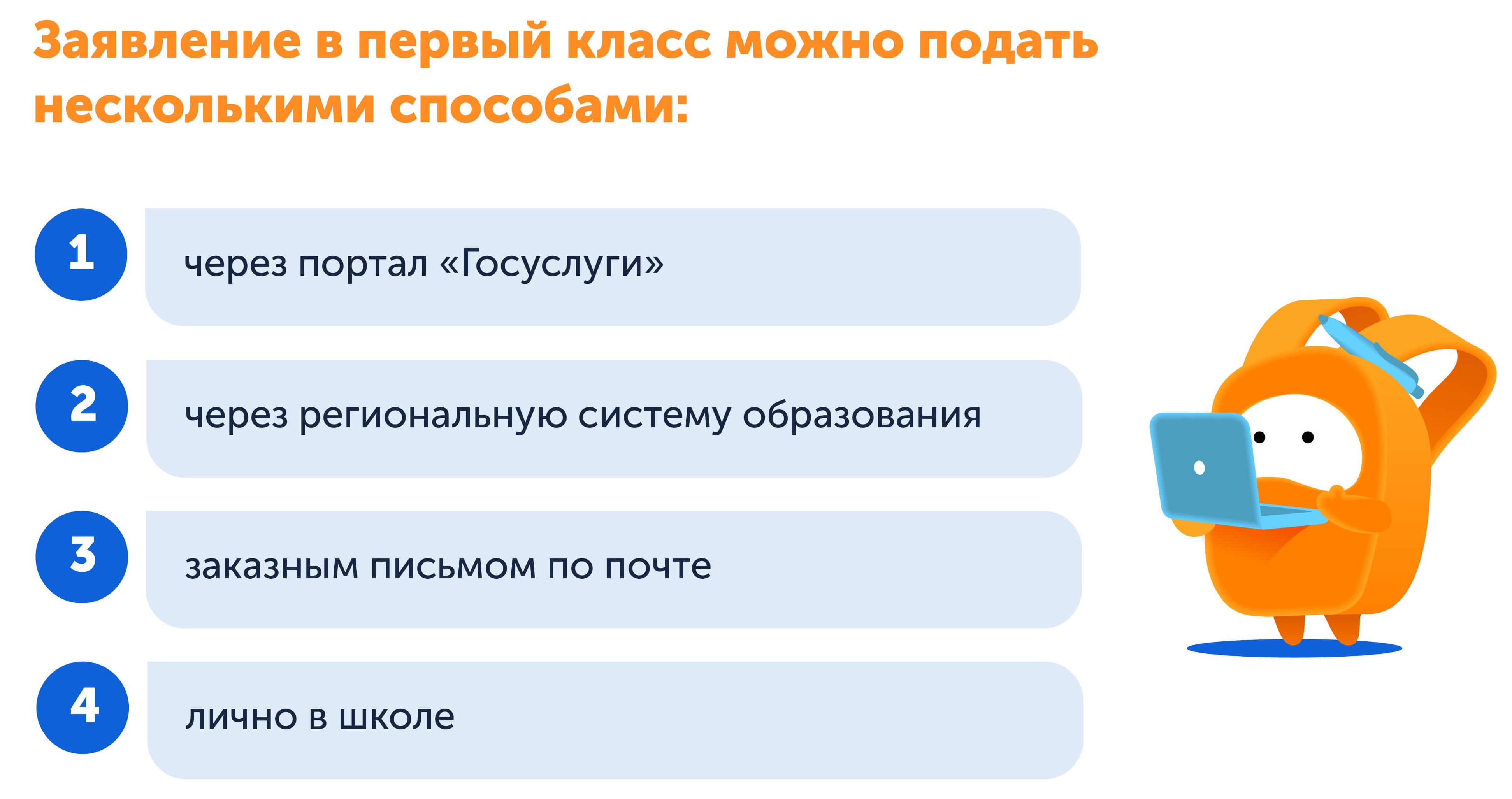 Как подать заявление о приёме в первый класс