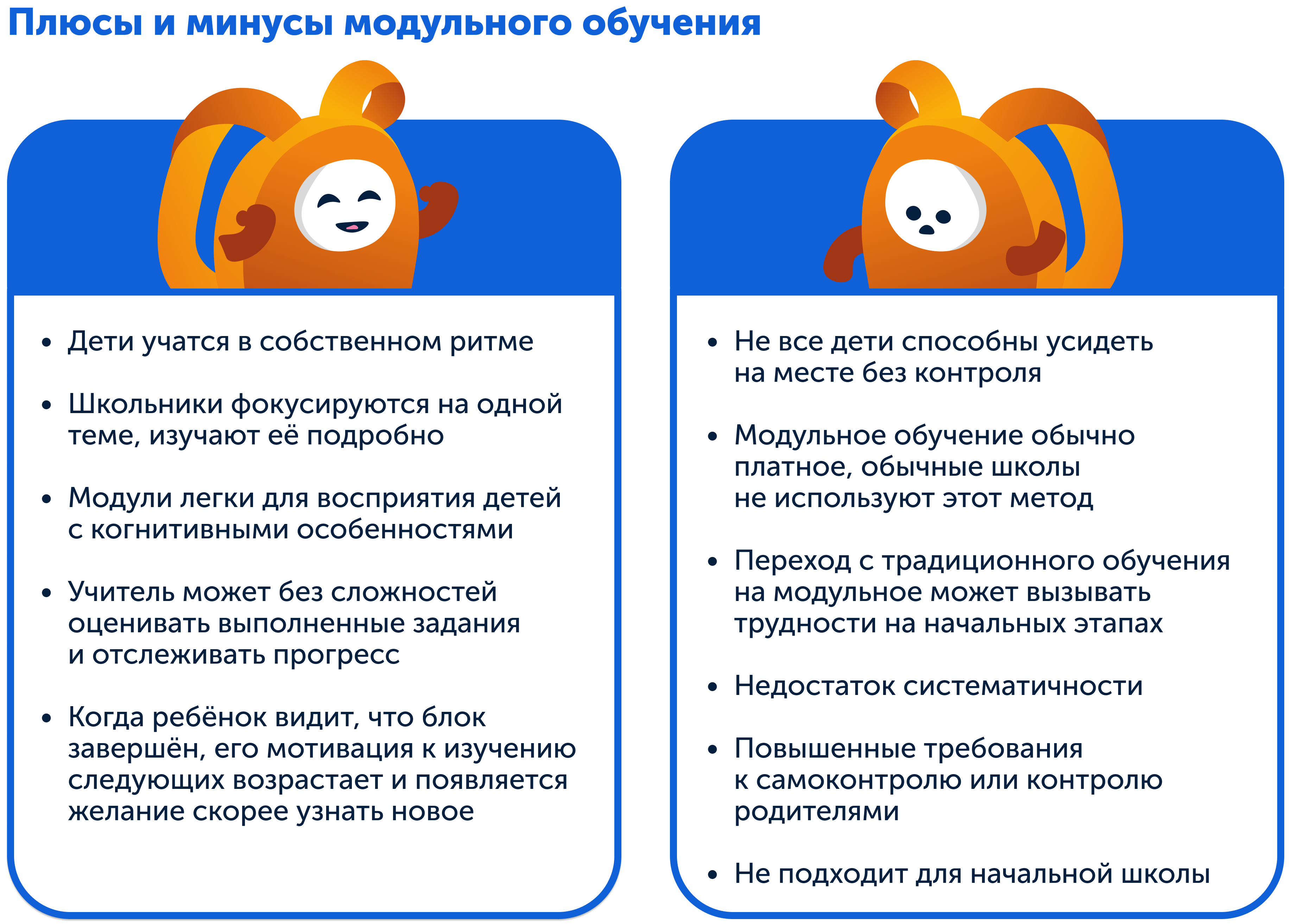 Плюсы и минусы модульного обучения 