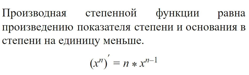Производная степенной функции
