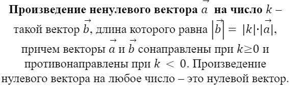 Произведение ненулевого вектора a на число k