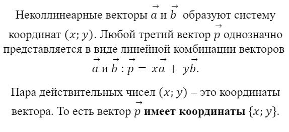 Координаты вектора