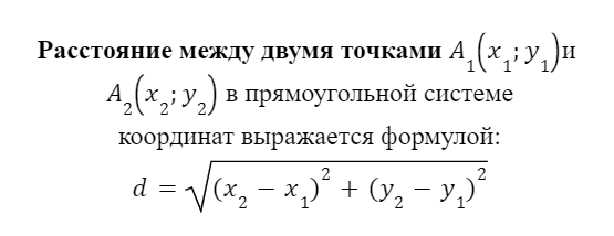 Формула расстояния между точками