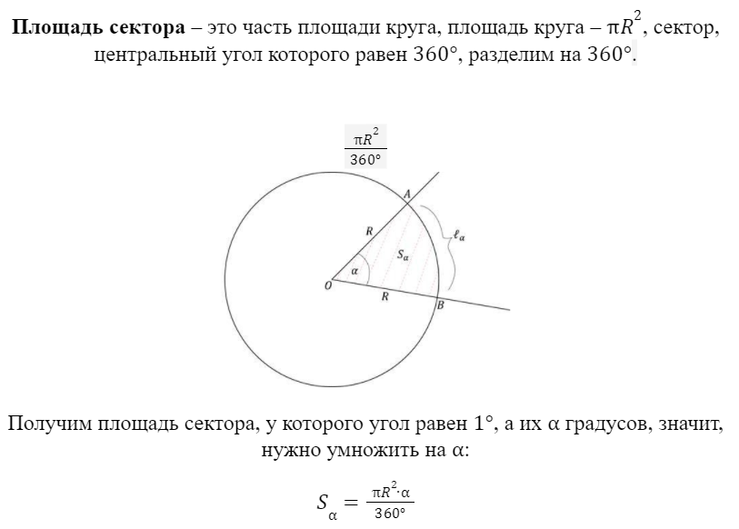 Площадь кругового сектора