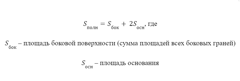 Площадь поверхности призмы